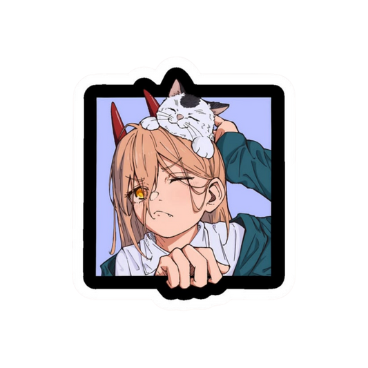 Power & Cat Sticker | Chainsaw Man Anime Sticker | Customized Sticker BD