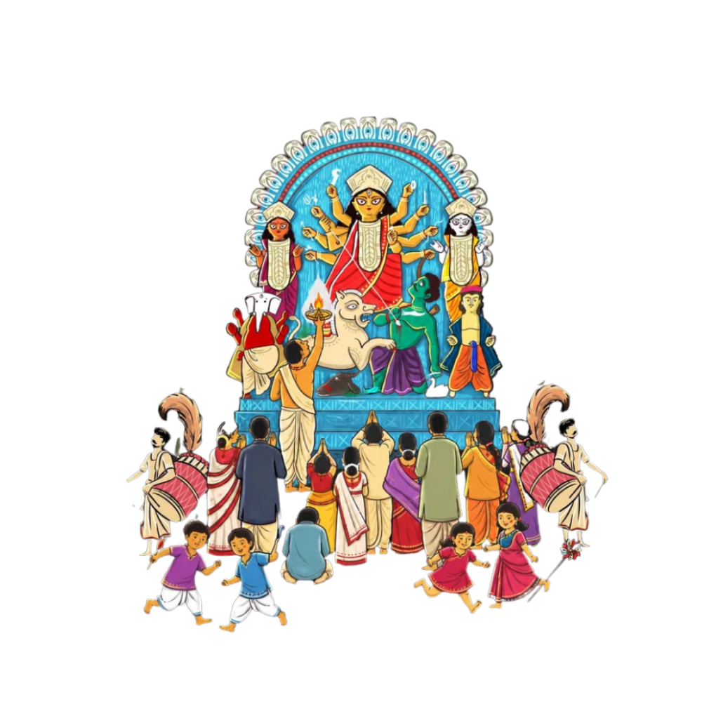 Durga Puja Family Celebration & Worship Sticker | Durga Puja & Festival | Customized Sticker BD