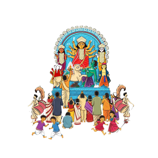 Durga Puja Family Celebration & Worship Sticker | Durga Puja & Festival | Customized Sticker BD