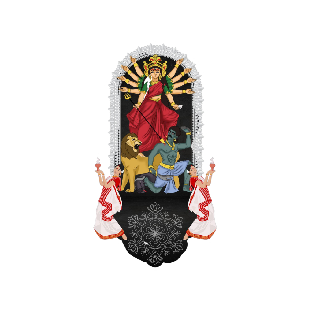 Goddess Durga Mahishasura Slaying with Devotees Sticker | Durga Puja & Festival | Customized Sticker BD