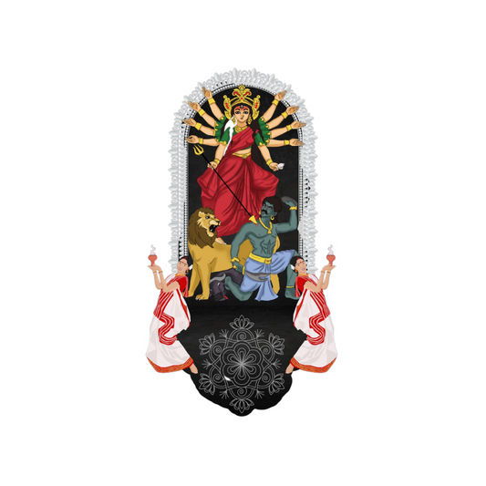 Goddess Durga Mahishasura Slaying with Devotees Sticker | Durga Puja & Festival | Customized Sticker BD