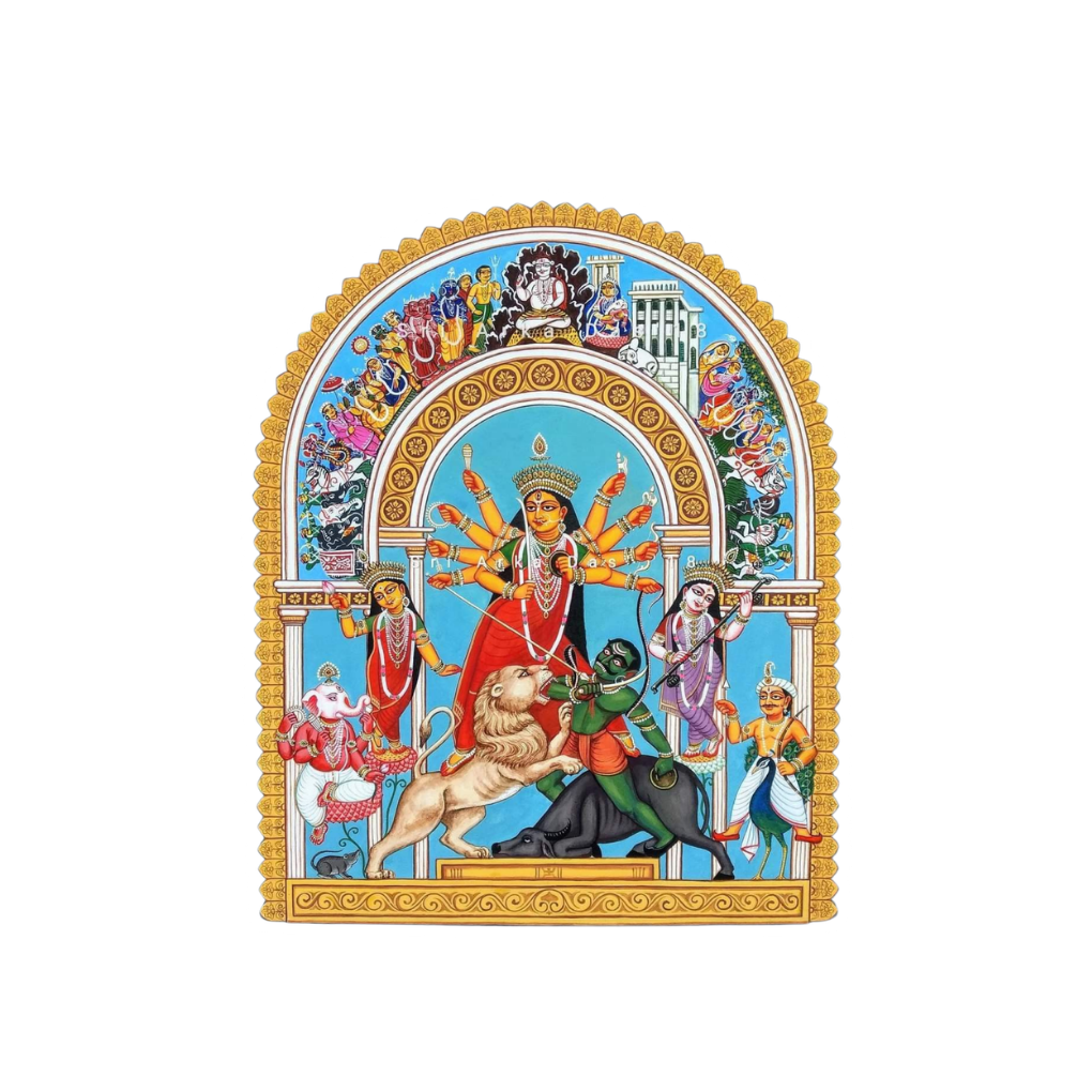 Durga Puja Full Deity Idol Sticker with Family | Durga Puja & Festival | Customized Sticker BD