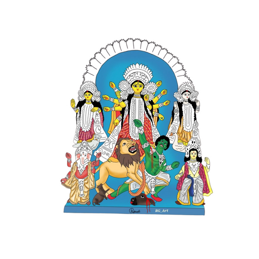 Durga Puja Folk Art Deity Family Sticker | Durga Puja & Festival | Customized Sticker BD
