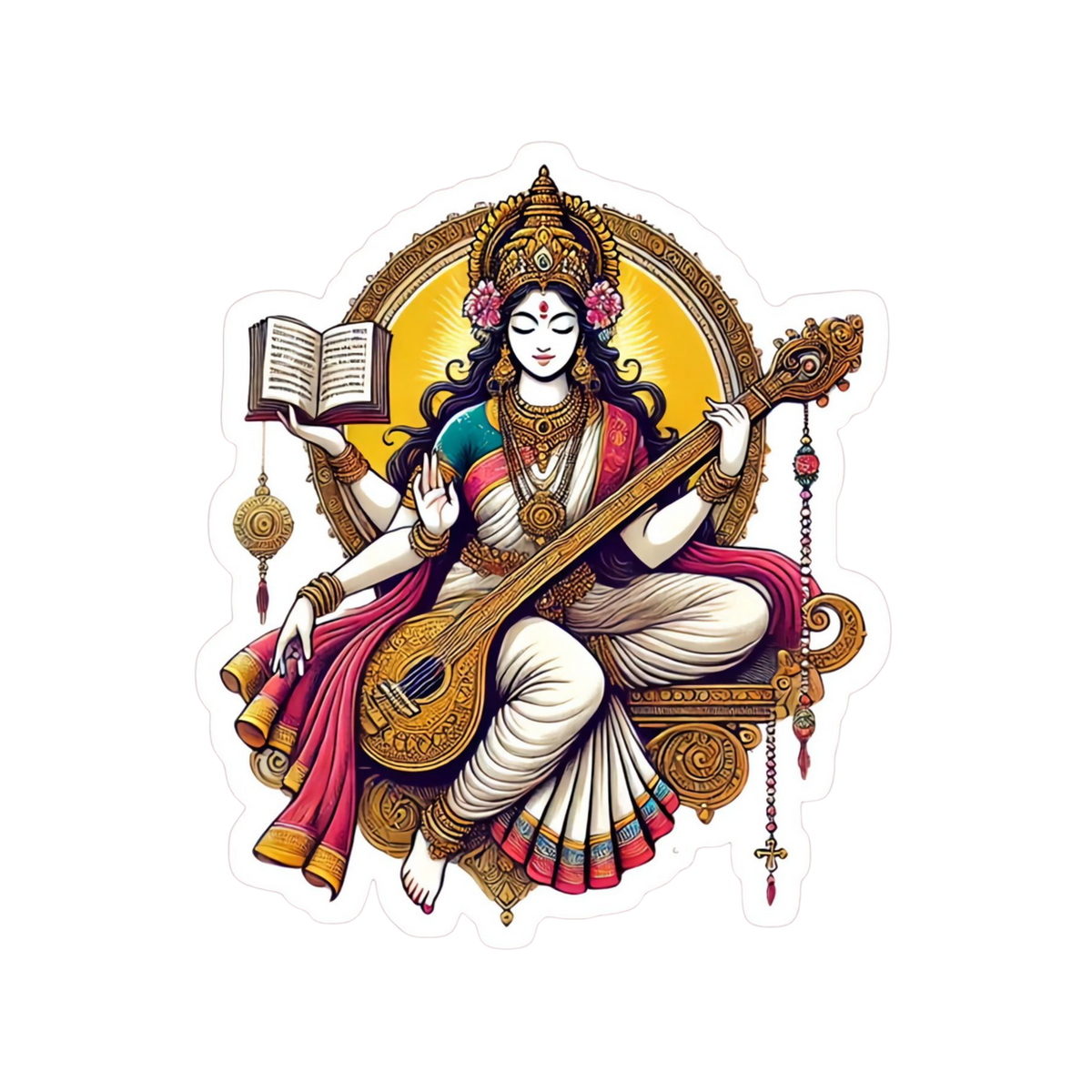 Saraswati Sticker | Om, Gods, Mantras & Spritual Symbol | Customized Sticker BD
