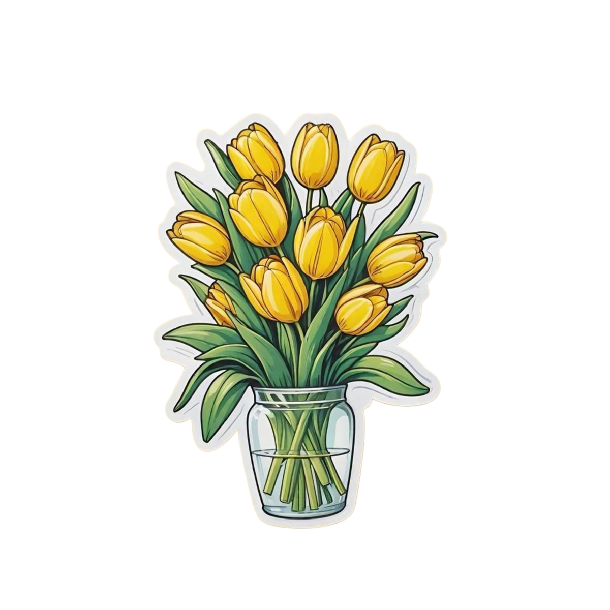Yellow Tulip Vase Sticker | Flower Sticker BD