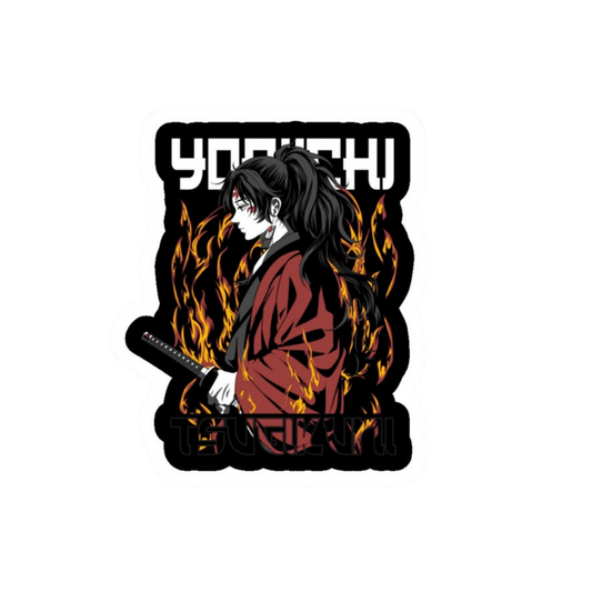 Yoriichi Tsugikuni Sticker | Fire Background | Demon Slayer
