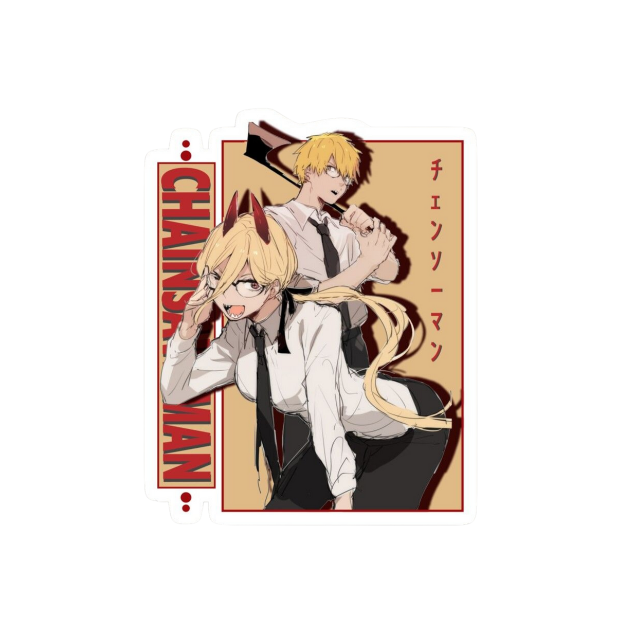 Denji & Power Sticker | Chainsaw Man Anime Sticker | Customized Sticker BD