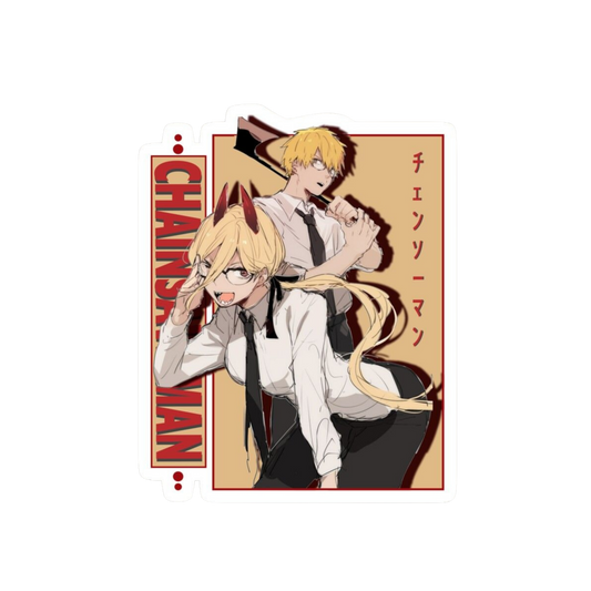 Denji & Power Sticker | Chainsaw Man Anime Sticker | Customized Sticker BD